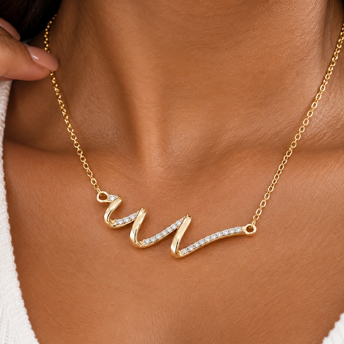 The Hope Necklace - 925 Sterling Silver Wave Necklace - Silver & Gold