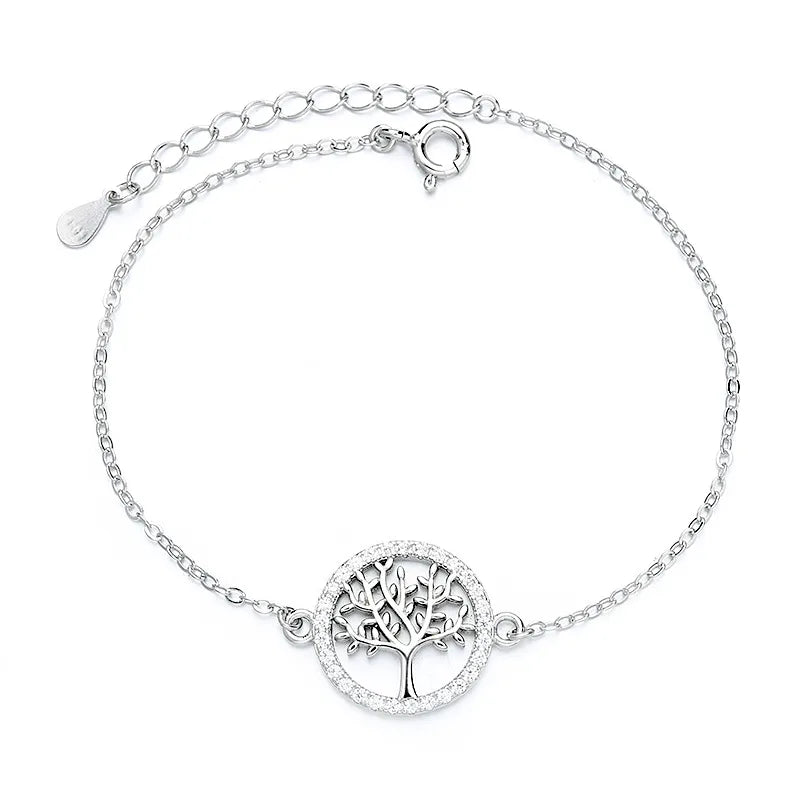 Tree of Life Sterling Silver Bracelet for Women | Minimalist Hollow Leaf 925 Sterling Silver Jewelry Gift