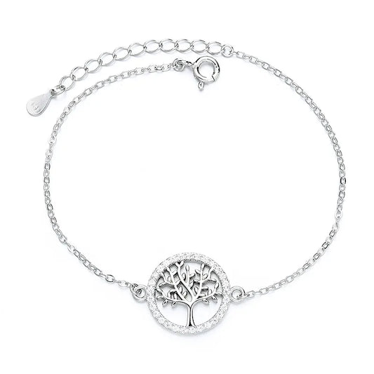 Tree of Life Sterling Silver Bracelet for Women | Minimalist Hollow Leaf 925 Sterling Silver Jewelry Gift