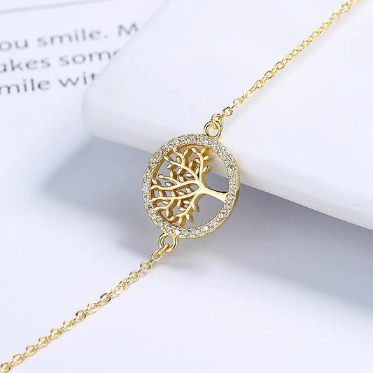 Tree of Life Sterling Silver Bracelet for Women | Minimalist Hollow Leaf 925 Sterling Silver Jewelry Gift