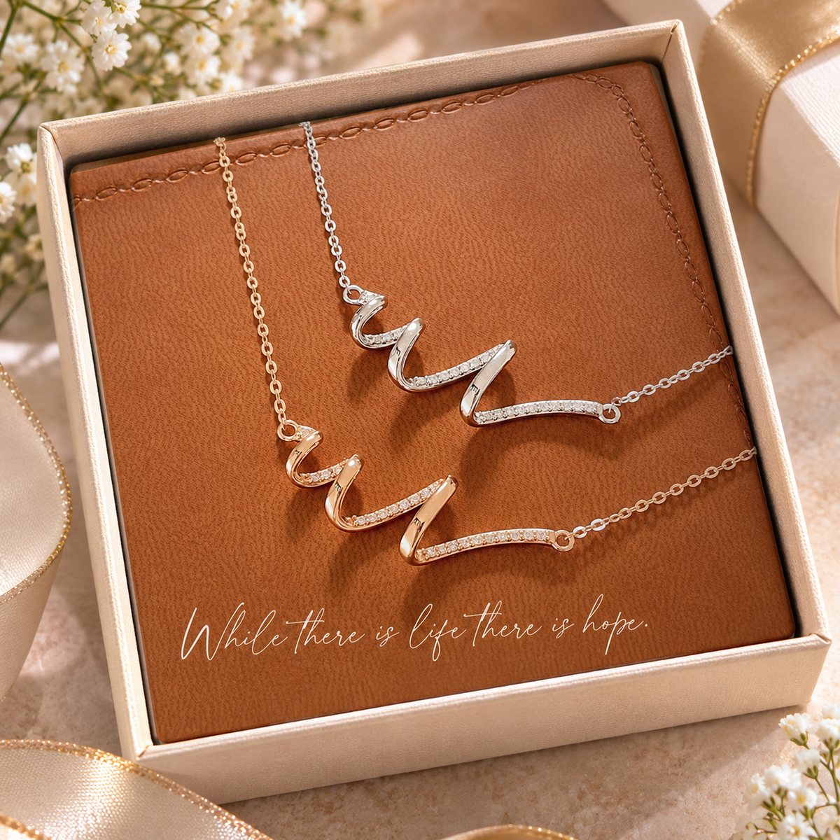 The Hope Necklace - 925 Sterling Silver Wave Necklace - Silver & Gold